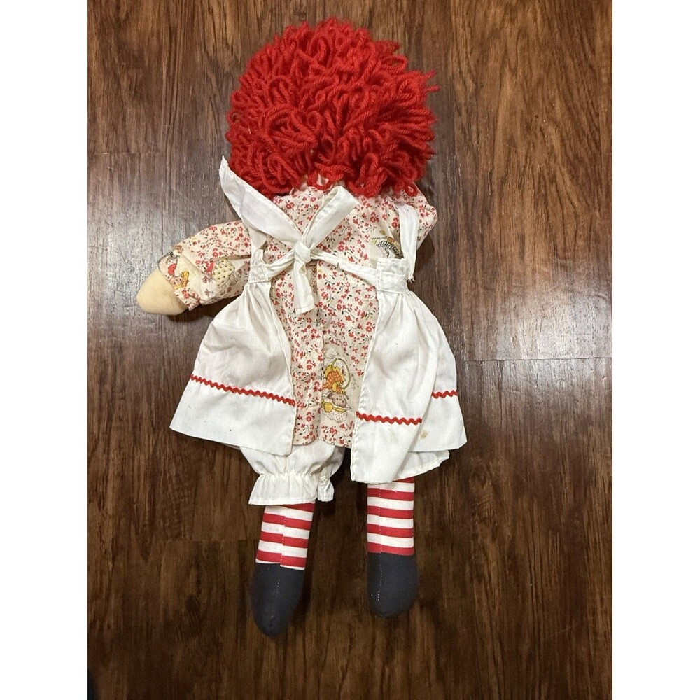 Vintage Raggedy Ann Doll 1970s Fabric Dress 20 Inch Embroidered Face Authentic - Picture 3 of 3